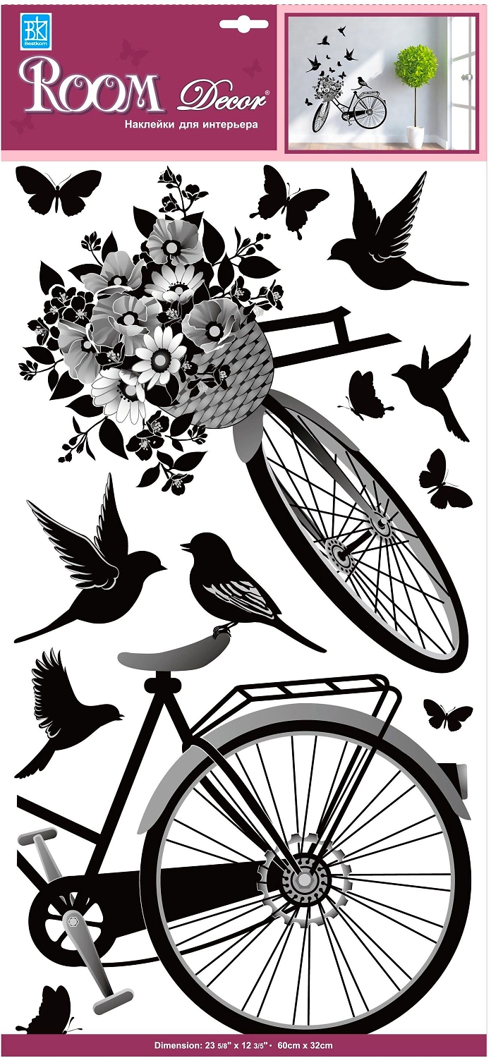 Наклейки декоративные Room Decor Bestkom Велосипед 60x32 см влагостойкие