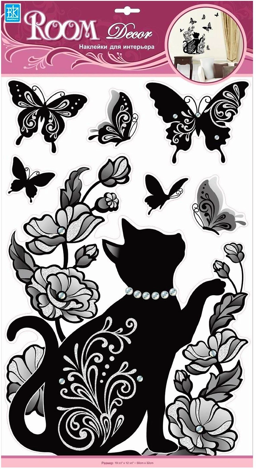 Наклейки декоративные Room Decor Кошечка 50x32 см влагостойкие