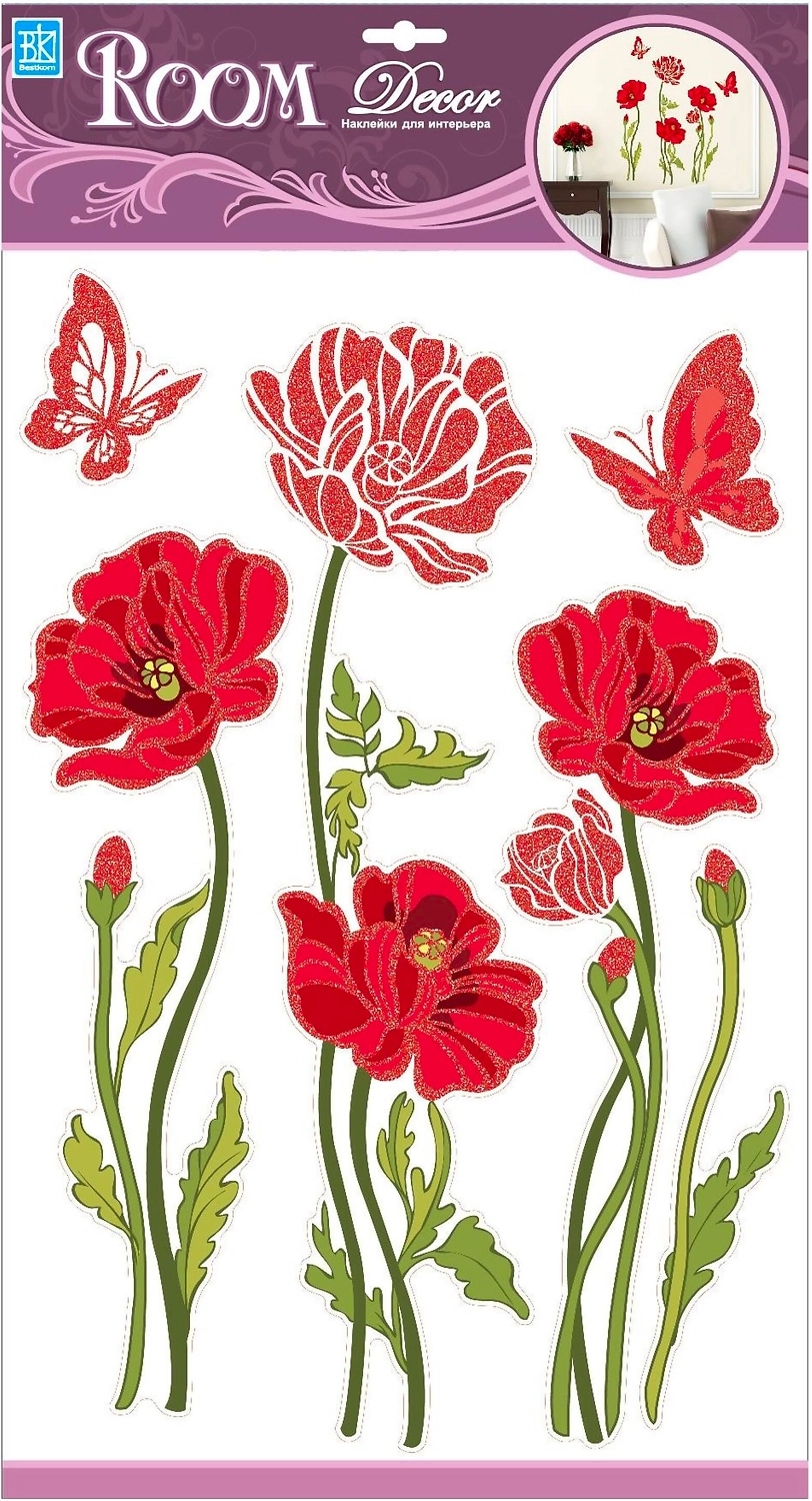Наклейки декоративные Room Decor Bestkom Красные маки 32x50 мм