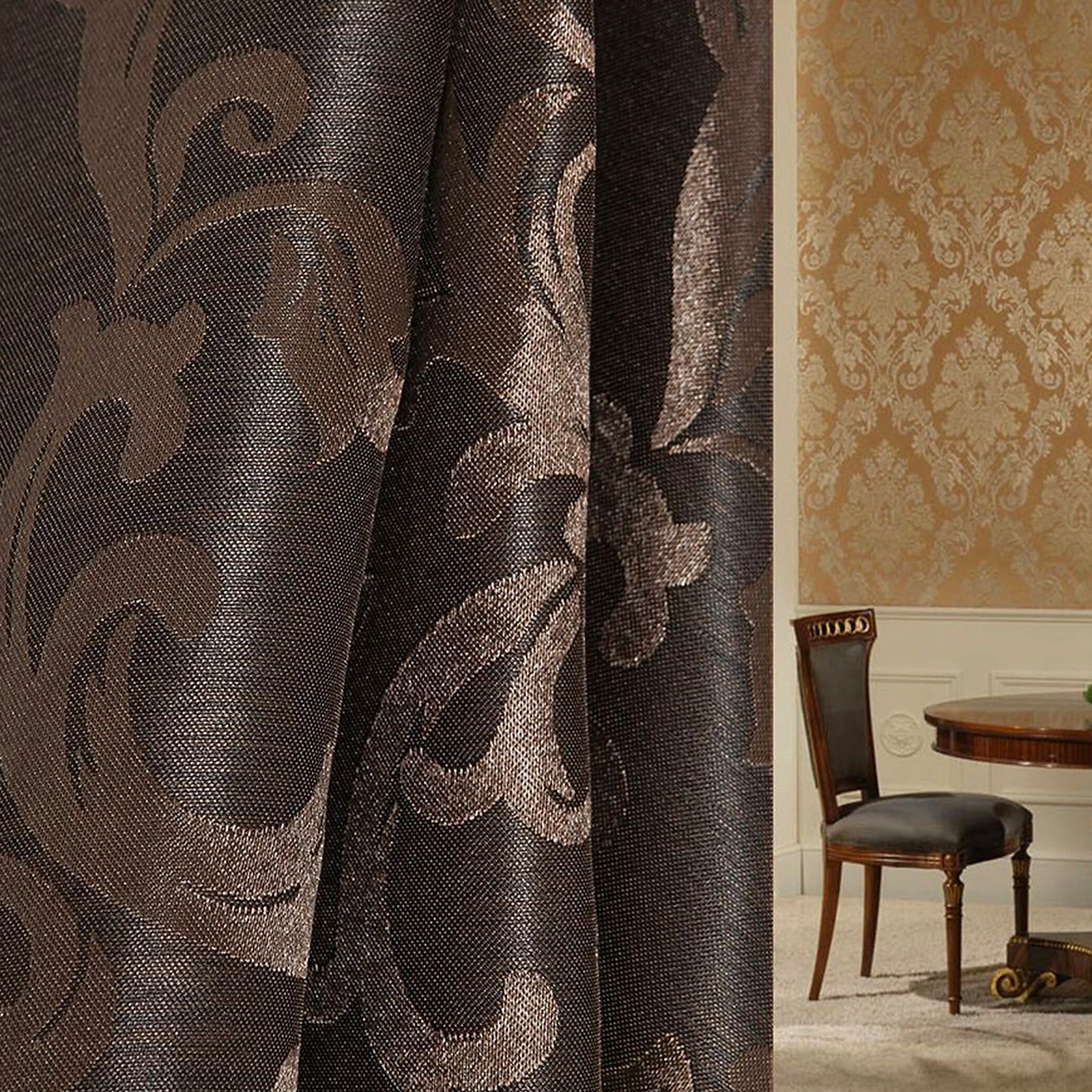 Ткань портьерная 91913 жаккард блэкаут 150 см венге