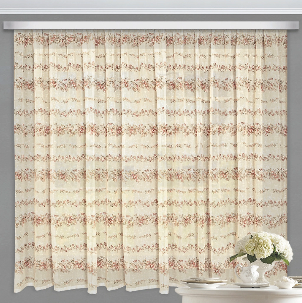 Штора тюлевая на ленте 78904-1 270х300 см розово-бежевая 