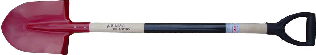 Штыковая лопата с черенком с V-ручкой красная/серая