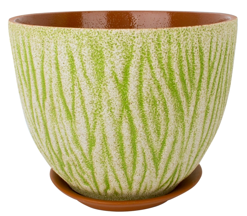 Горшок керамический Кора лайм с поддоном D15 H11