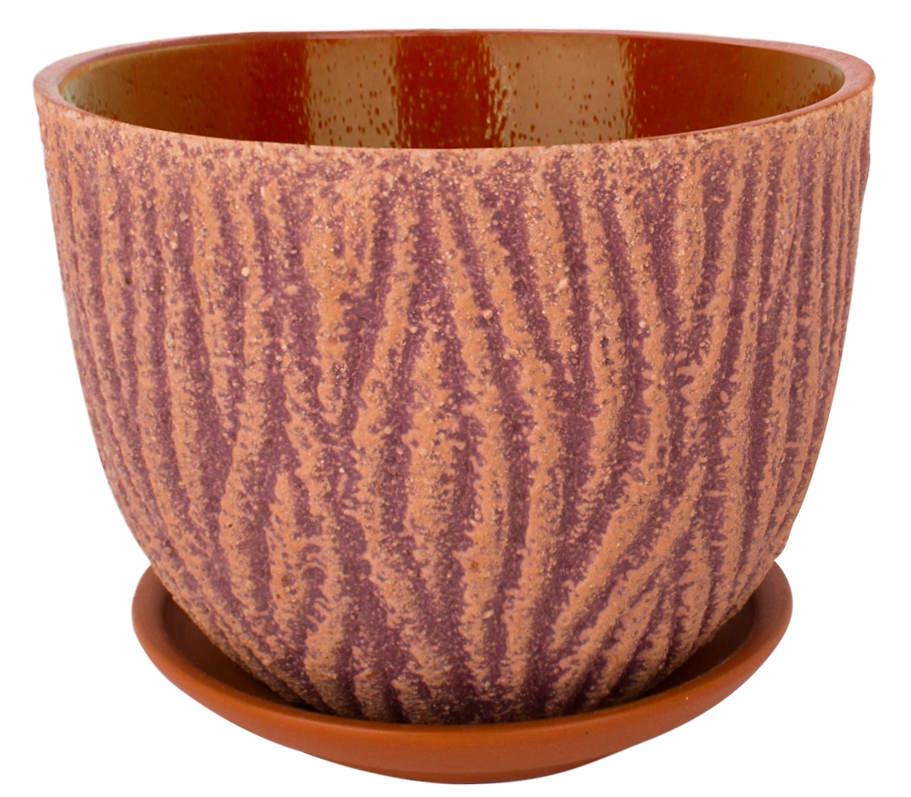Горшок керамический Кора фиолетовый с поддоном D15 H11