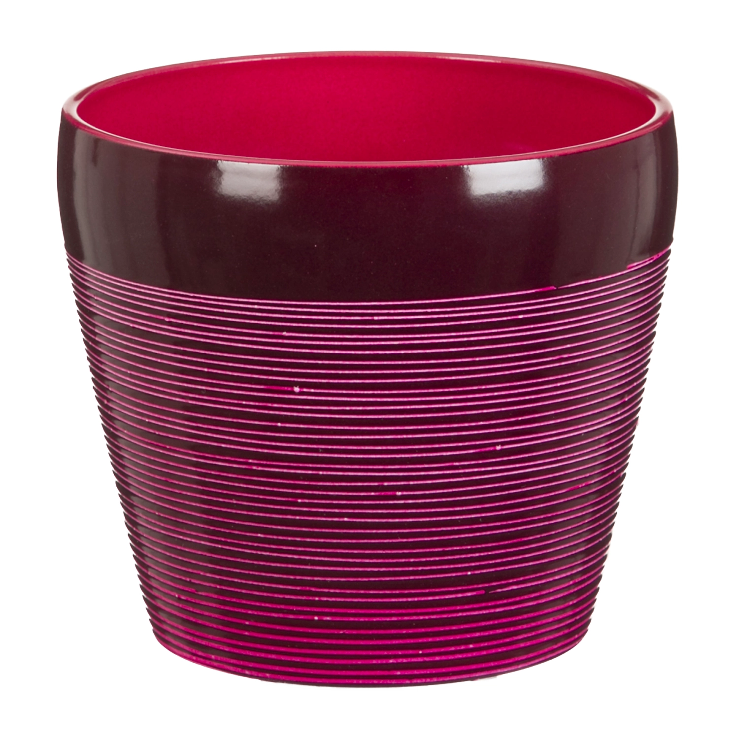 Кашпо Scheurich 808 d15 h12 см керамическое горизонтальные полосы рубин