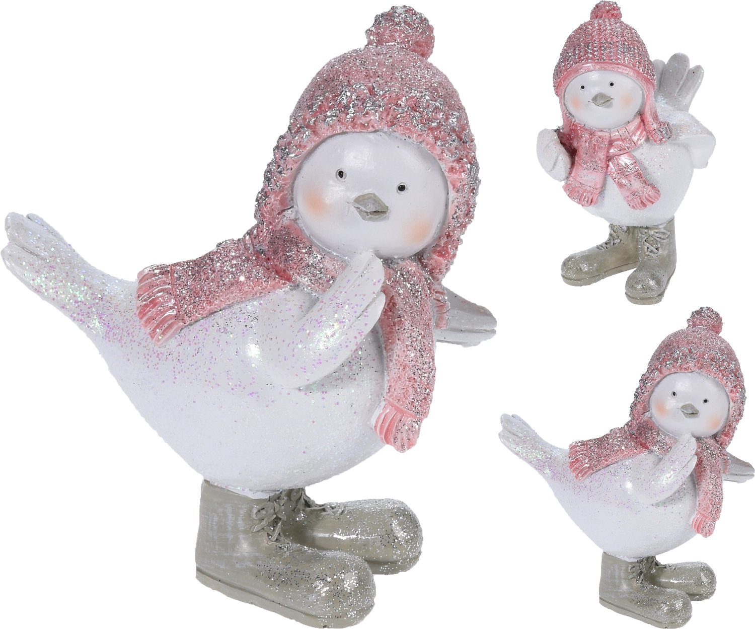 Сувенир птичка пластик розовый 5х8х10 см