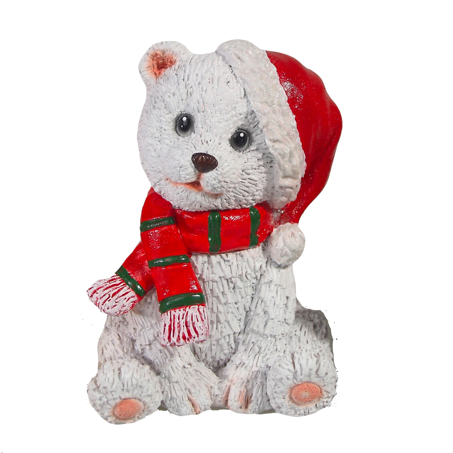 Фигура декоративная Мишка в колпаке белая 12 см