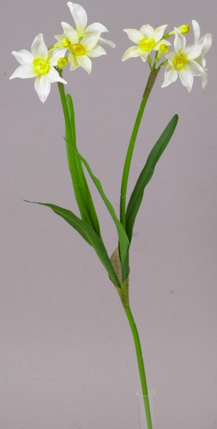 Искусственный цветок Нарцисс 62 см бело-желтый