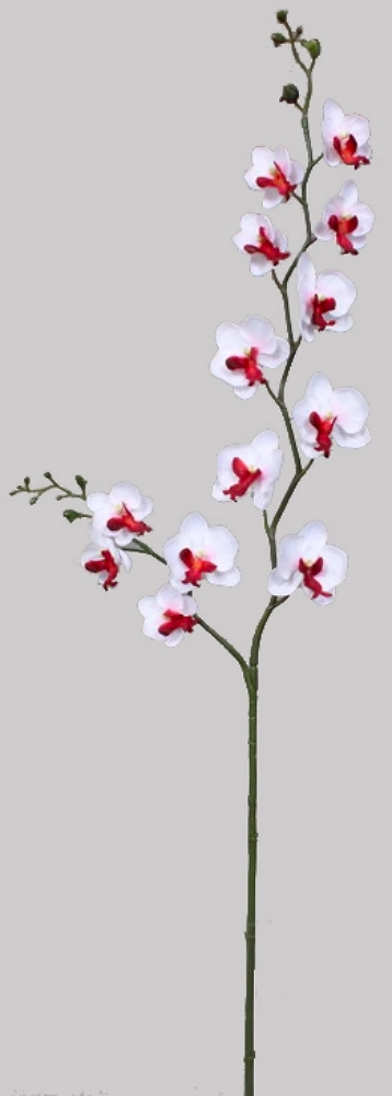 Цветок искусственный Орхидея бело-фиолетовый 75 см