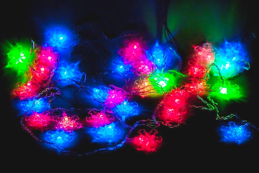 Гирлянда внутренняя Снежинки 30хLED многоцветная 3 м