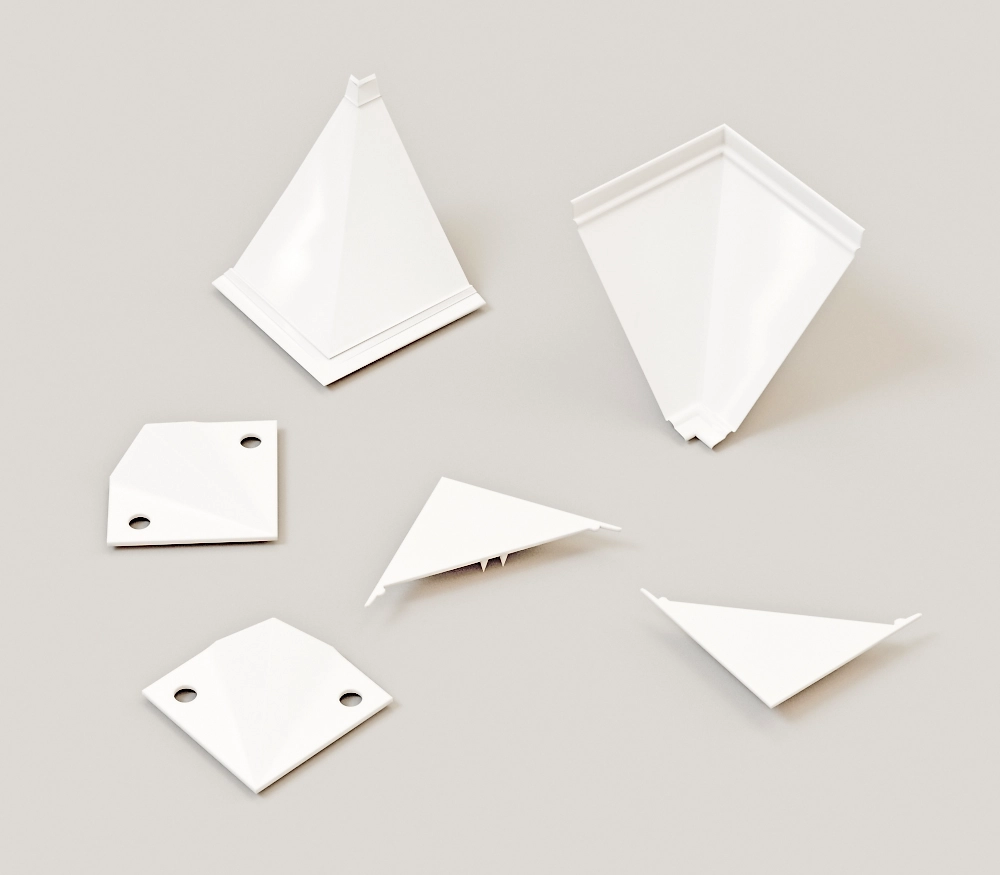 Комплект заглушек и углов для кухонного плинтуса белый