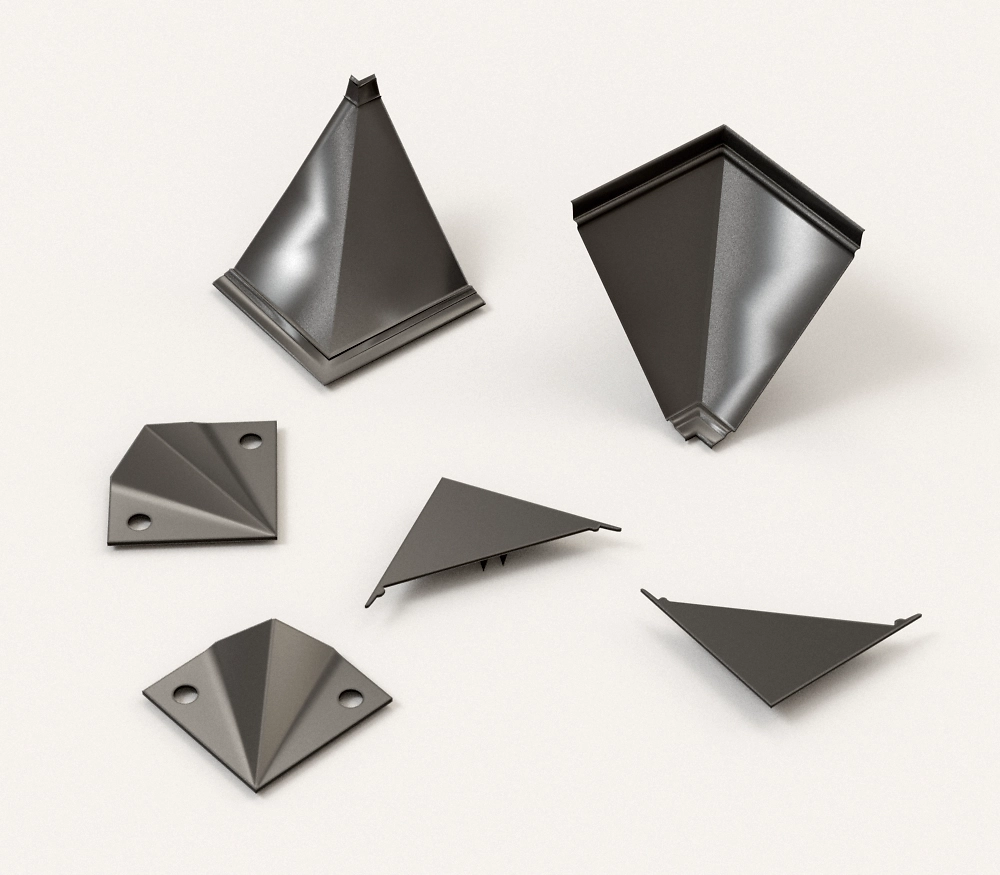 Комплект заглушек и углов для кухонного плинтуса черный