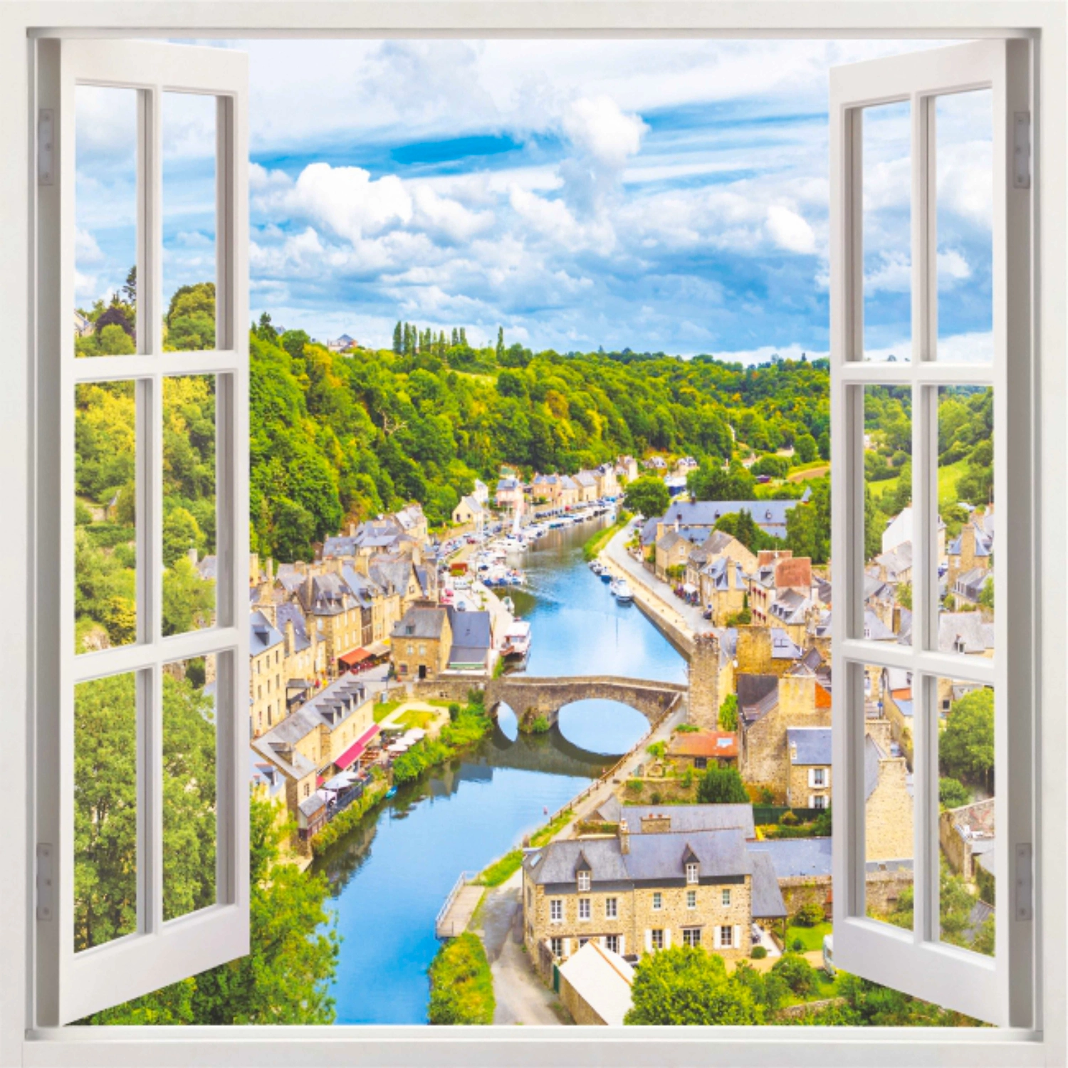 Бумажные обои Bellissimo Окно в Европу многоцветные 1,39х1,39 м