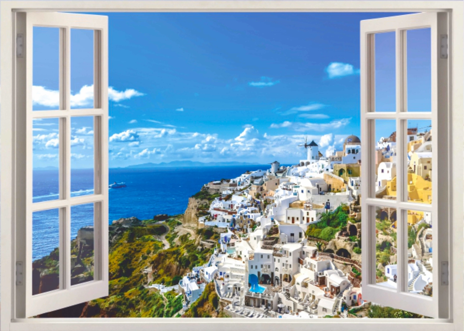 Бумажные обои Bellissimo Окно в Греции многоцветные 1,4х1 м
