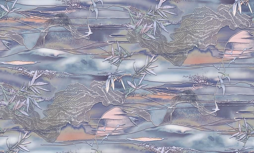 Виниловые обои Victoria Stenova Bali 989424 синие 1,06x10,05 м