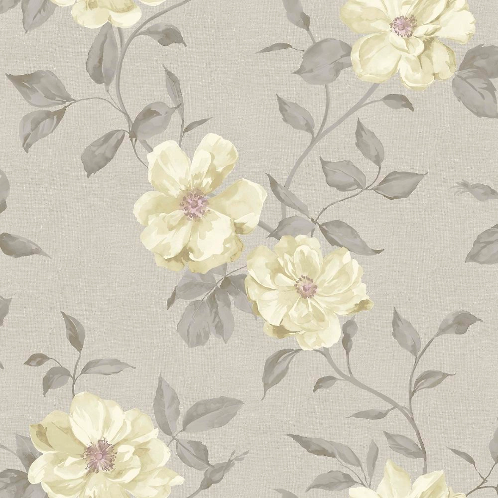 Бумажные обои Grandeco Rose Garden A13702 0,53x10 м серые