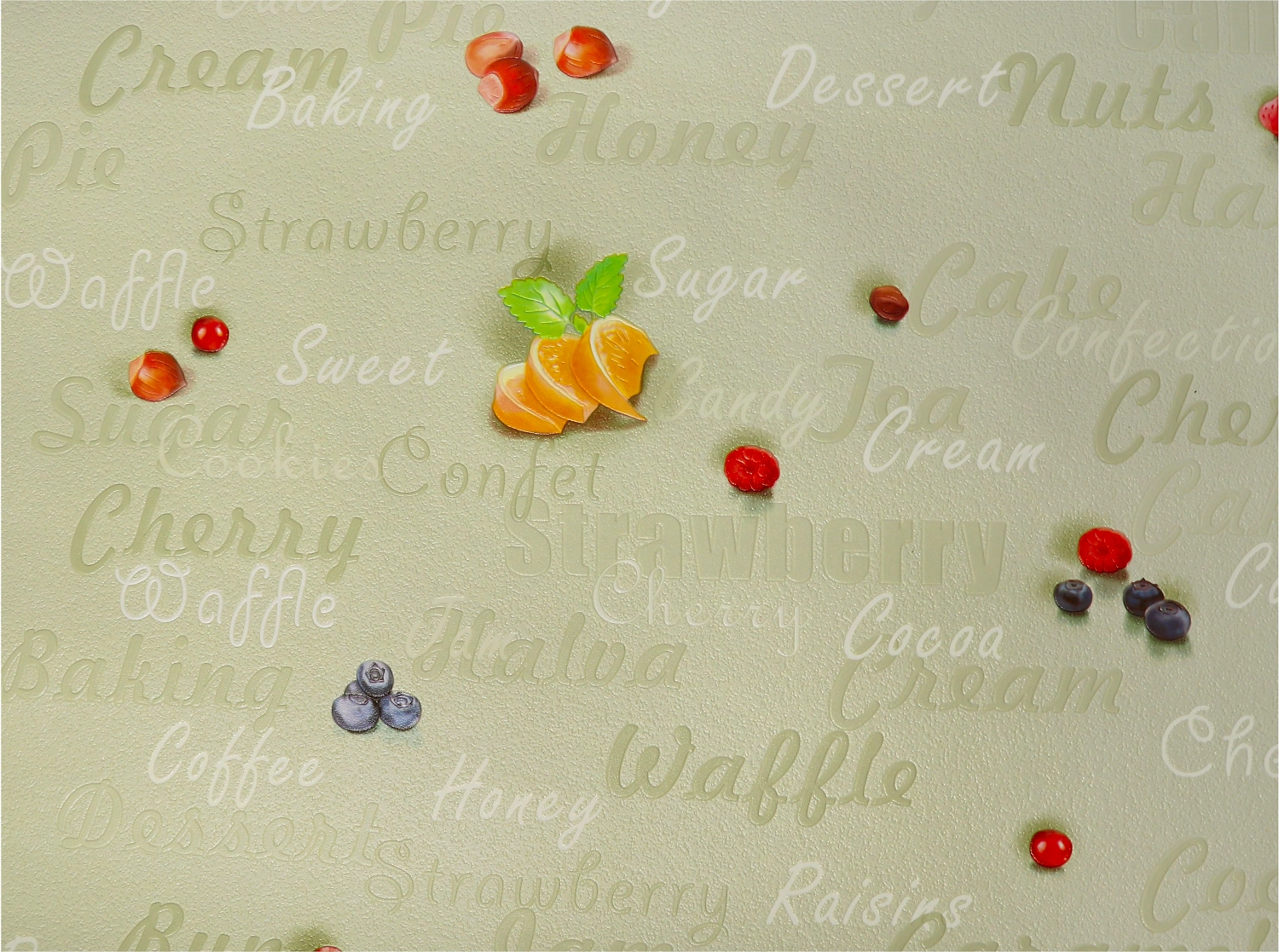 Виниловые обои Elysium Сладости 96622 зеленые 0,53x10 м