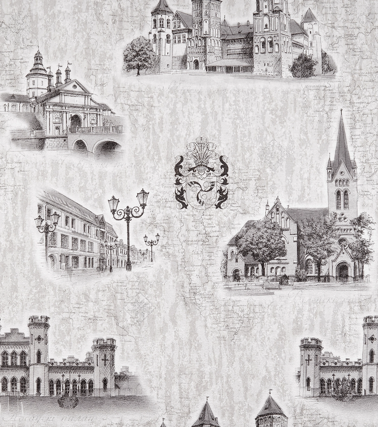 Бумажные обои Палац С25-МО-10 серые 0,53х10,05 м