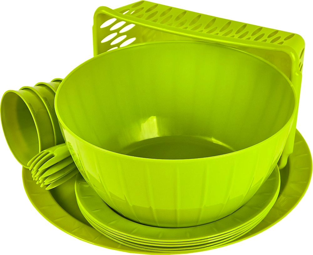 Набор посуды для пикника Giaretti Bono на пять персон оливковый 18 предметов