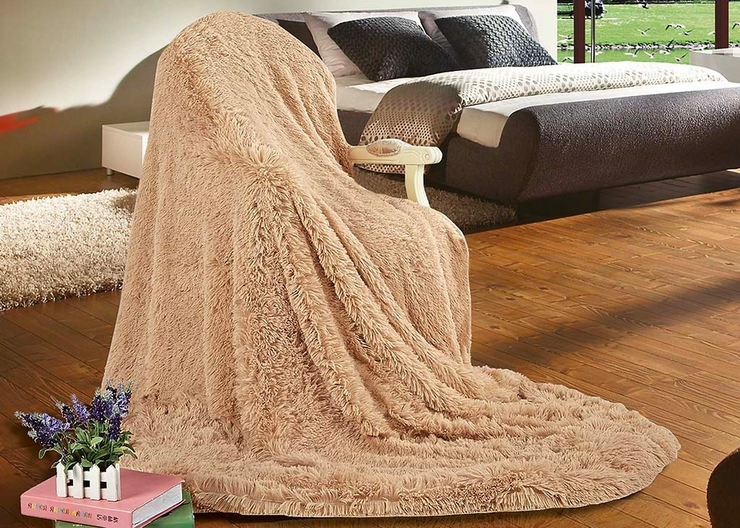 Плед искуственный мех 160х220 см в ассортименте