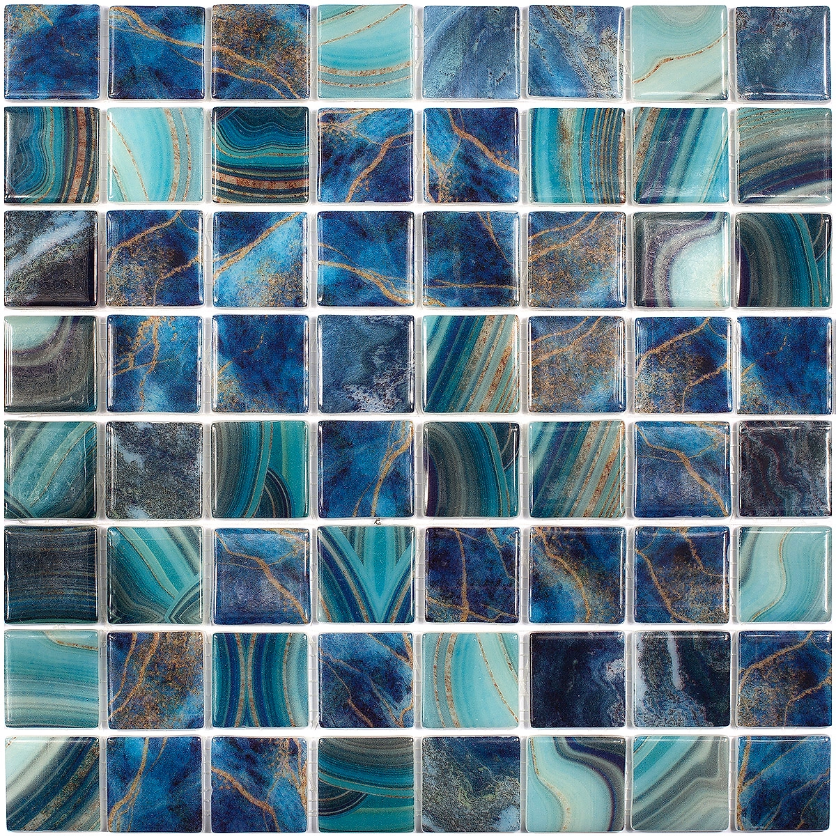 Стеклянная мозаика VIDREPUR Nature синяя 31,7x31,7 см