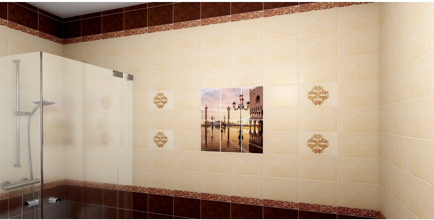 Керамическая плитка Керамин Венеция коричневая 40х40 см