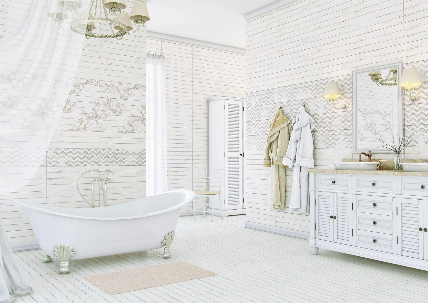 Керамическое панно LB CERAMICS Shabby chic белое 60x40 см