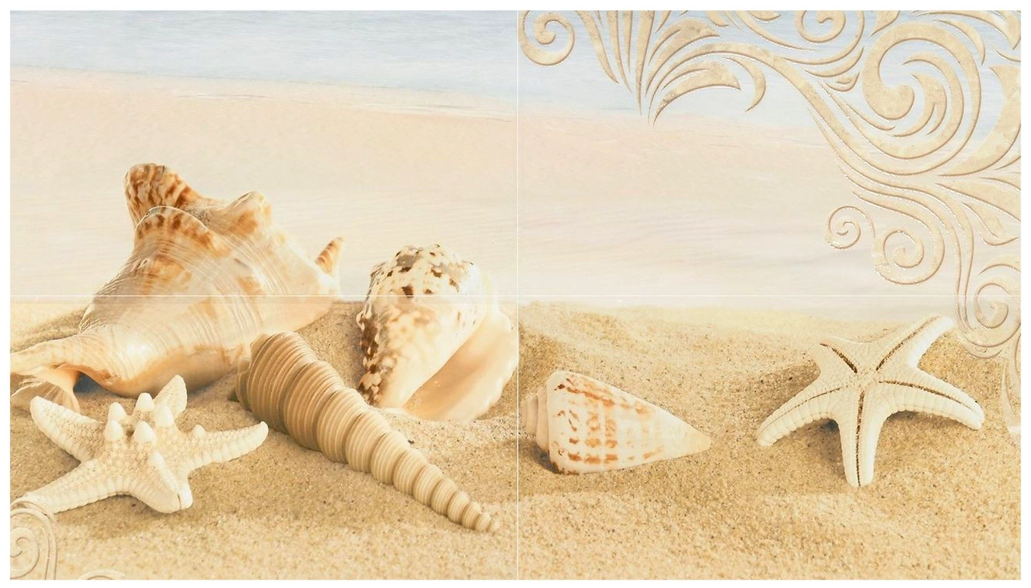 Керамическое панно Unitile Life Amalfi Ракушки бежевое 80х50 см