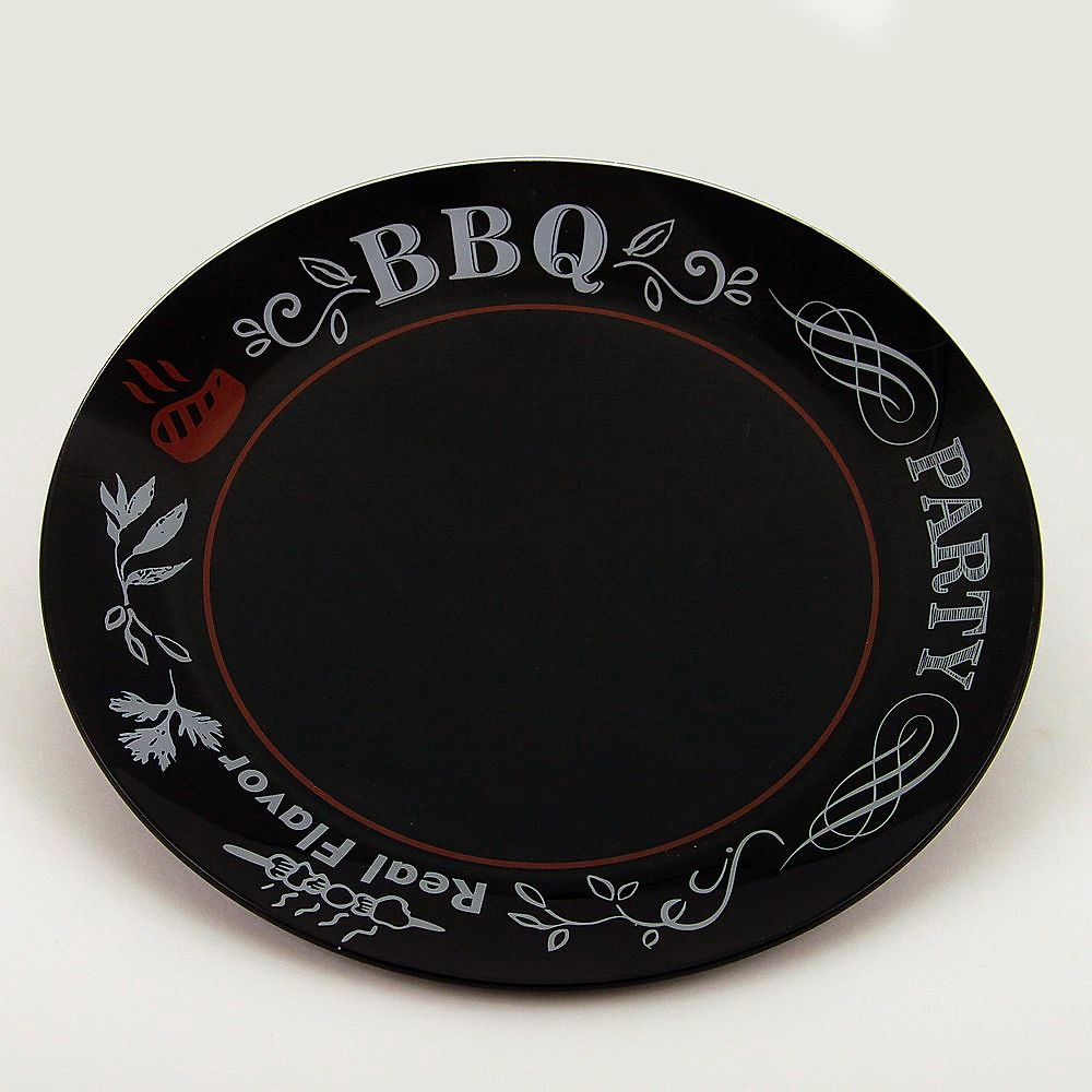 Тарелка обеденная NINA GLASS 30 см стеклянная черный/белый/красный