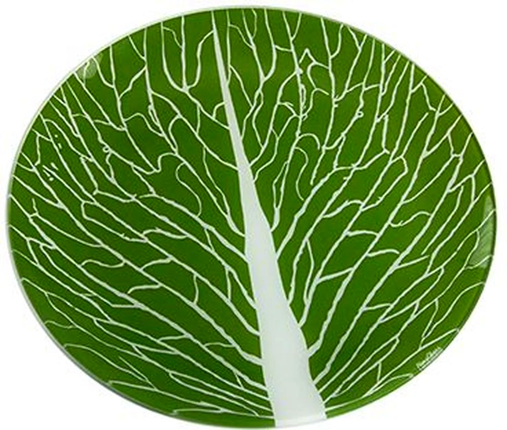 Тарелка обеденная NINA GLASS стеклянная 26 см белый/зеленый