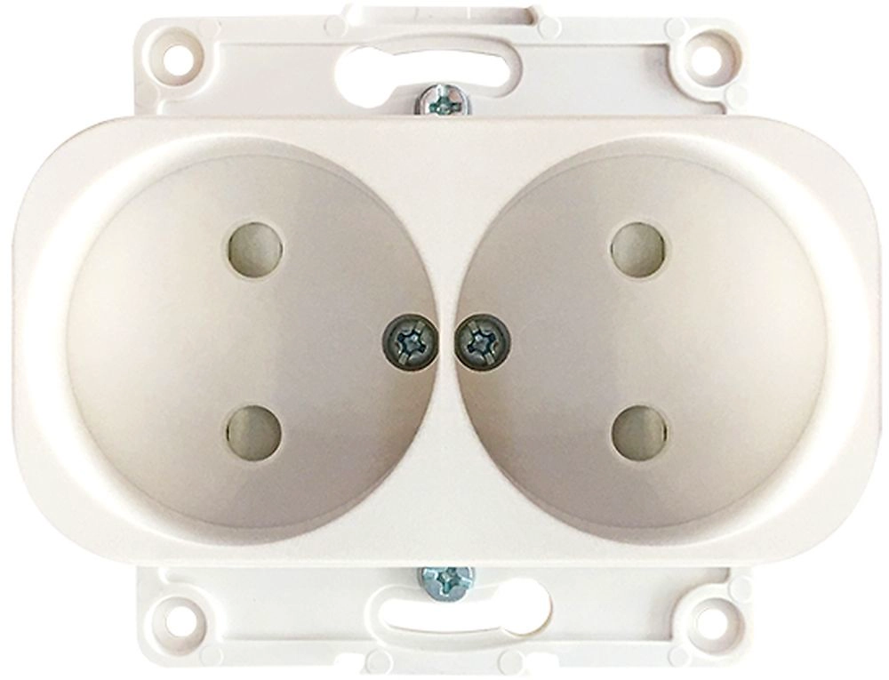 Розетка EKF Стокгольм 2-местная б/з 10А белый с защ. шторкой