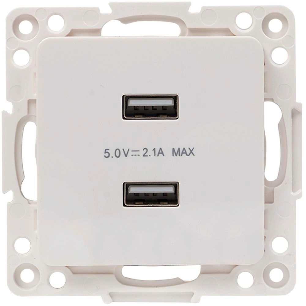 Розетка EKF Стокгольм USB 2-местная 2,1А белый