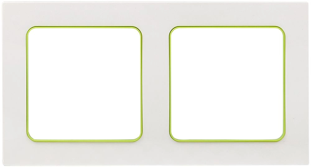 Рамка EKF Стокгольм 2-местная белая с линией цвета зеленый