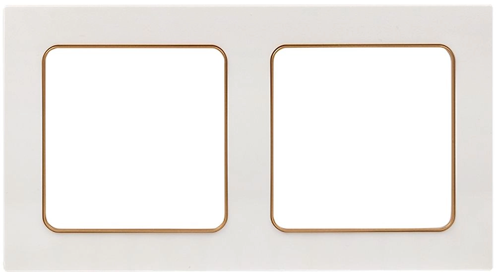 Рамка EKF Стокгольм 2-местная белая с линией цвета шампань