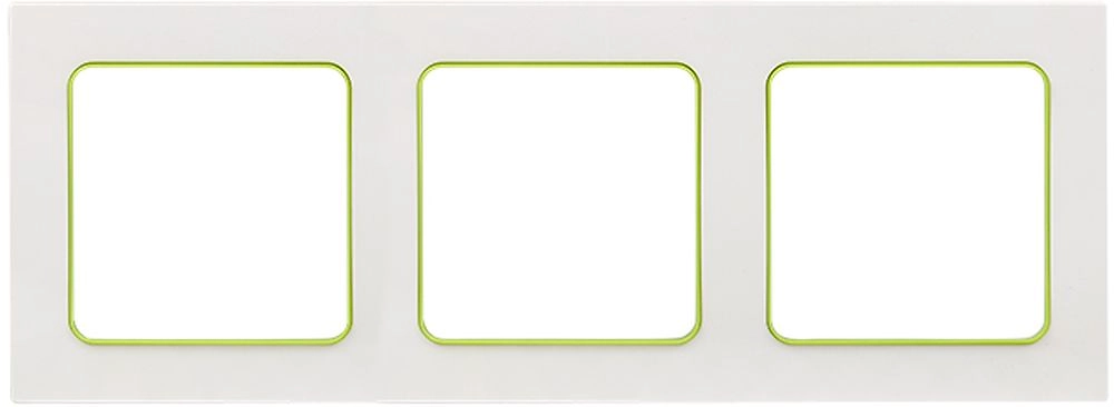 Рамка EKF Стокгольм 3-местная белая с линией цвета зеленый