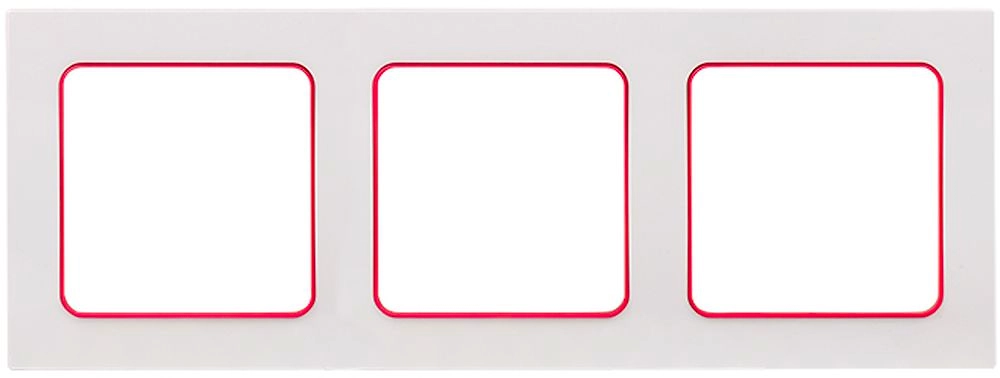 Рамка EKF Стокгольм 3-местная белая с линией цвета красный