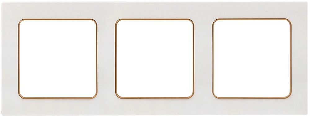 Рамка EKF Стокгольм 3-местная белая с линией цвета шампань