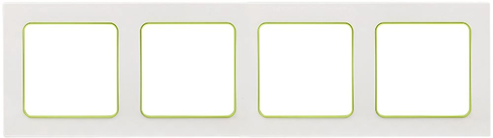 Рамка EKF Стокгольм 4-местная белая с линией цвета зеленый