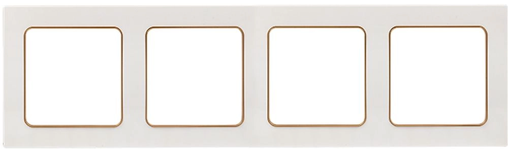 Рамка EKF Стокгольм 4-местная белая с линией цвета шампань