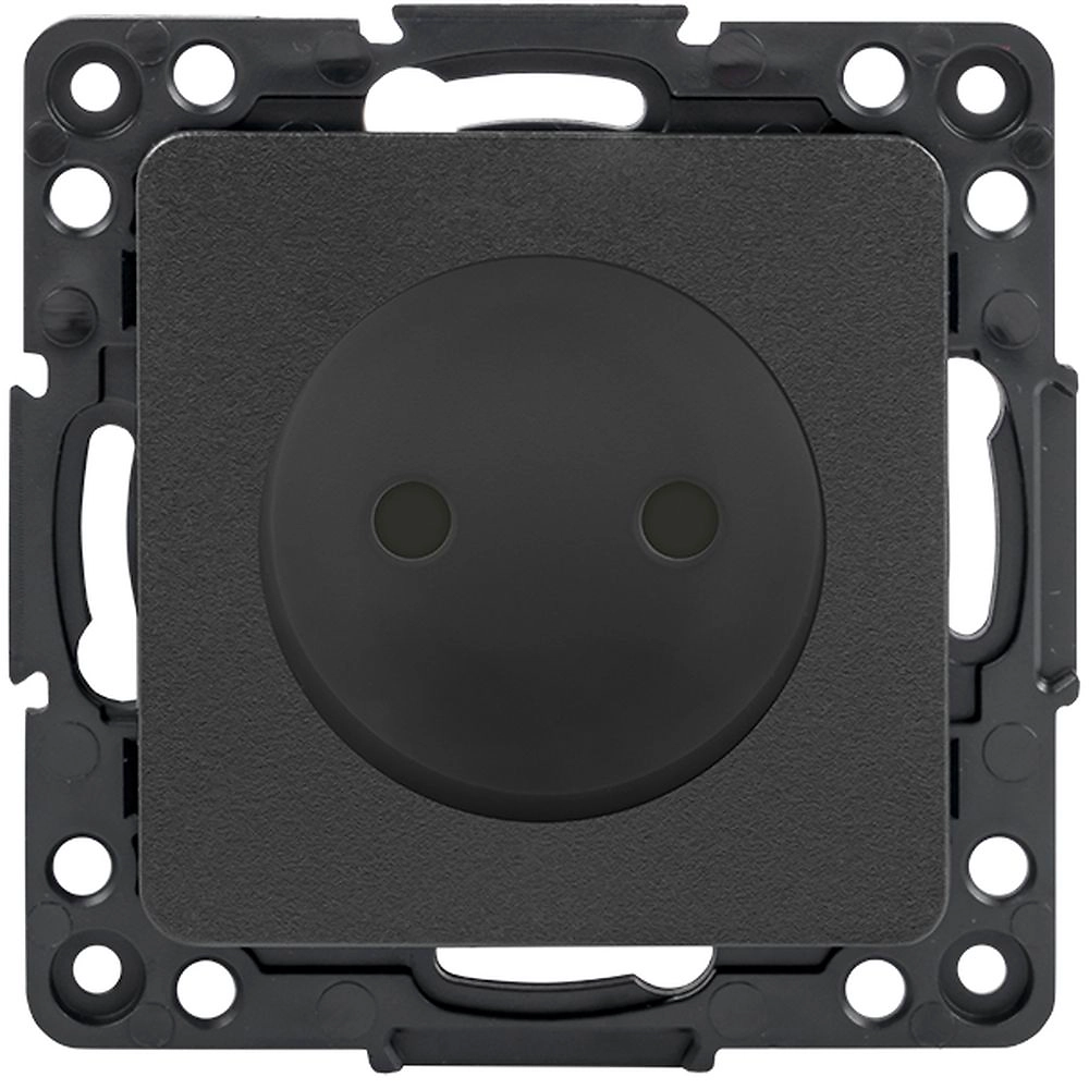 Розетка EKF Стокгольм 1-местная б/з 10 А черный с защ. шторкой