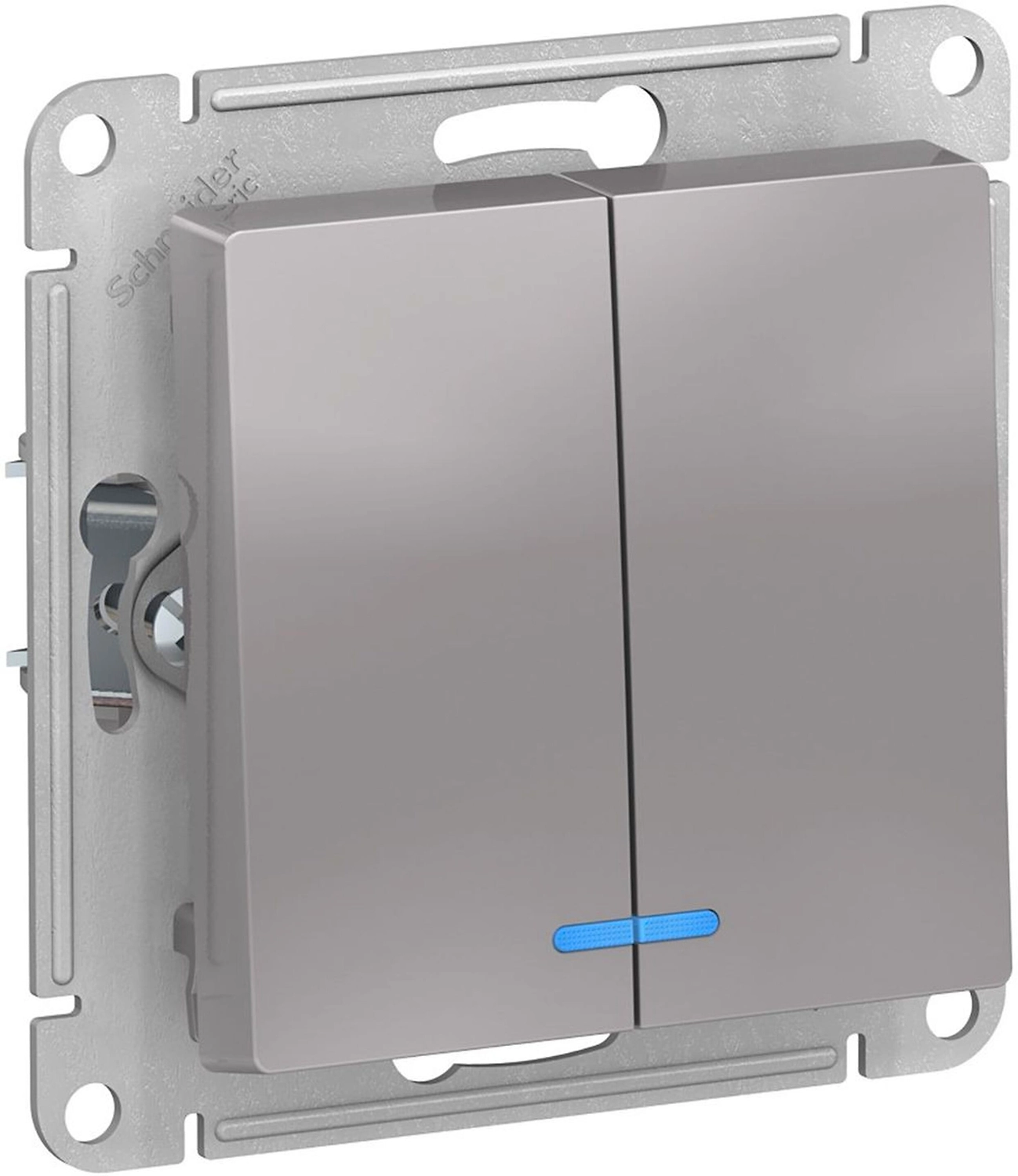 Выключатель Schneider Electric AtlasDesign 2 клавиши индикация алюминий