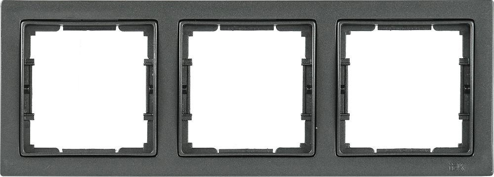 Рамка 3 мест. квадратная IEK BOLERO Q1 РУ-3-БА антрацит