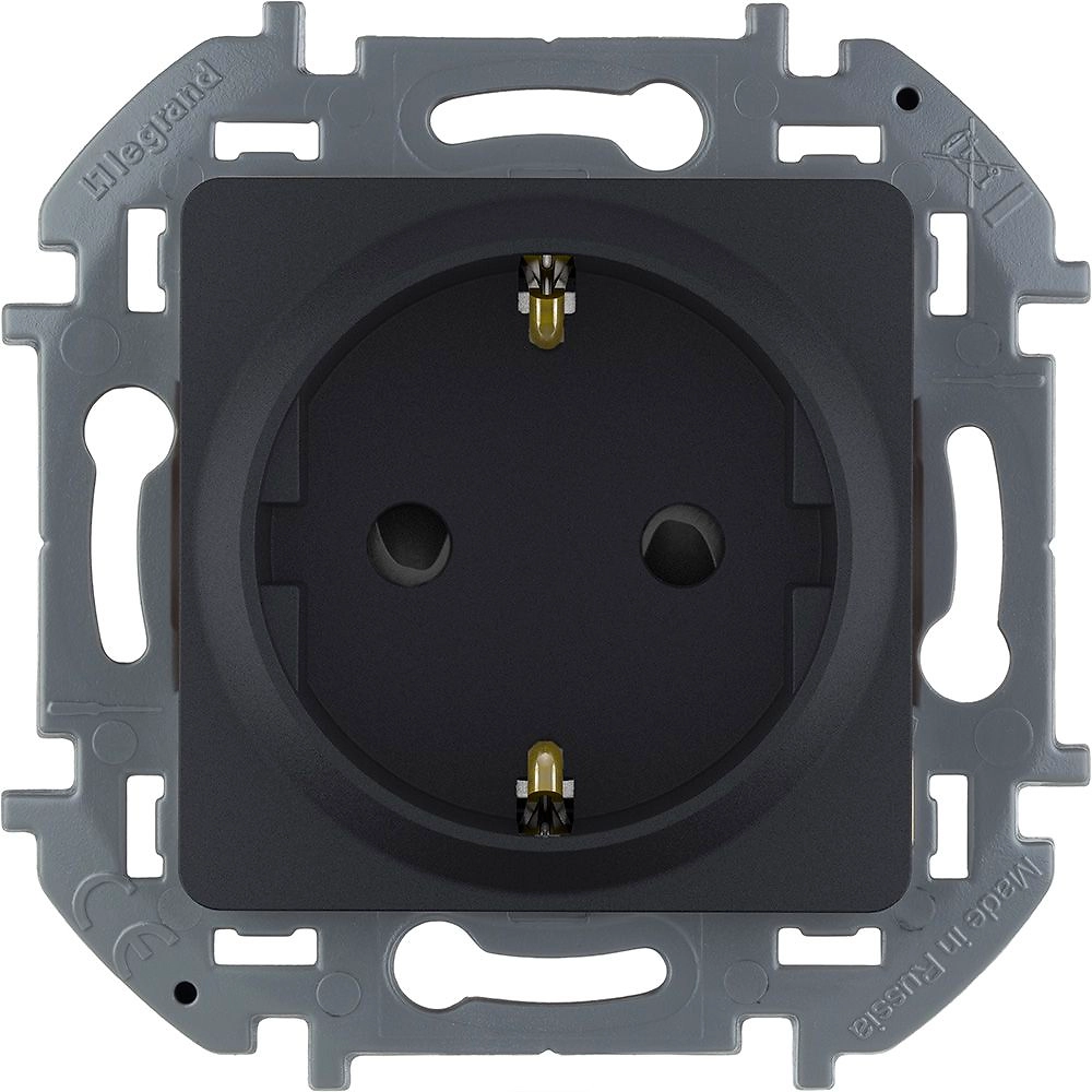 Розетка 2К+3 со шторками LEGRAND INSPIRIA Антрацит