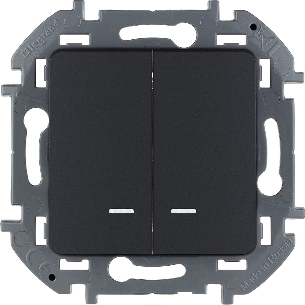 Выключатель двухклавишный с подсветкой LEGRAND INSPIRIA Антрацит