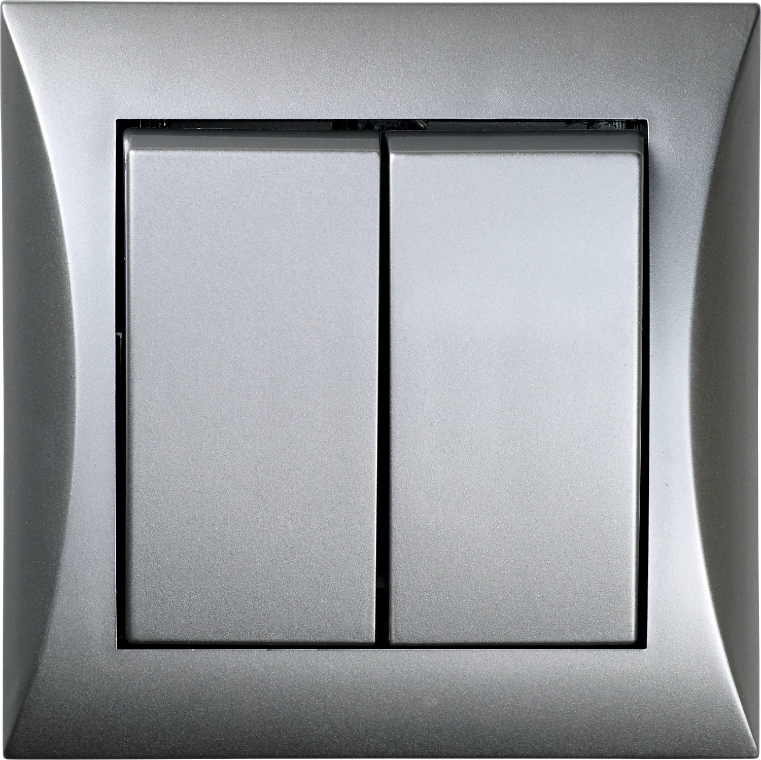 Выключатель OBI Ariadne 2 клавиши серебристый