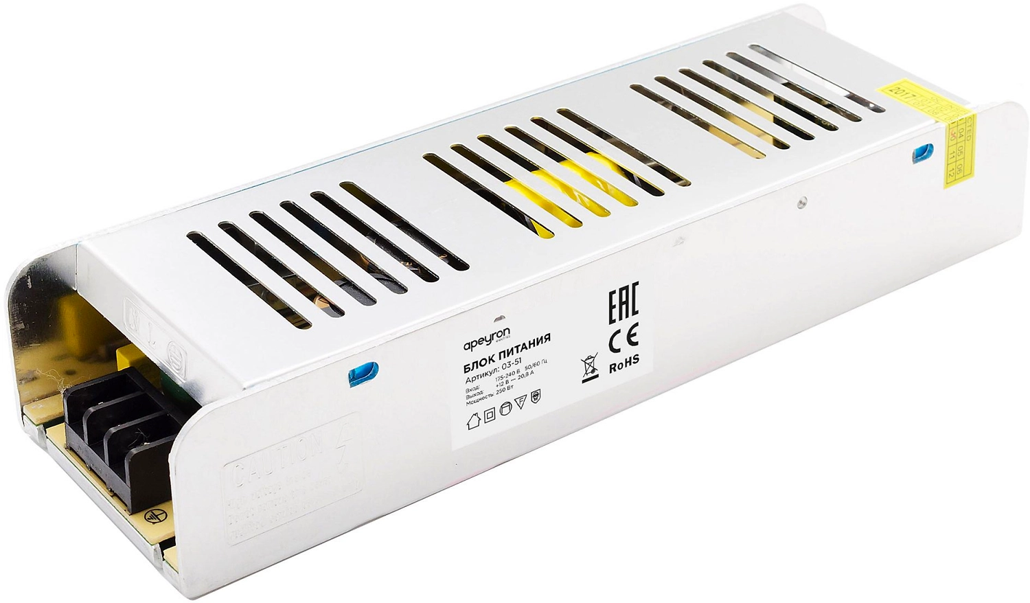 Блок питания для светодиодной ленты APEYRON 03-51 250 Вт 12 В 20,83 А IP20