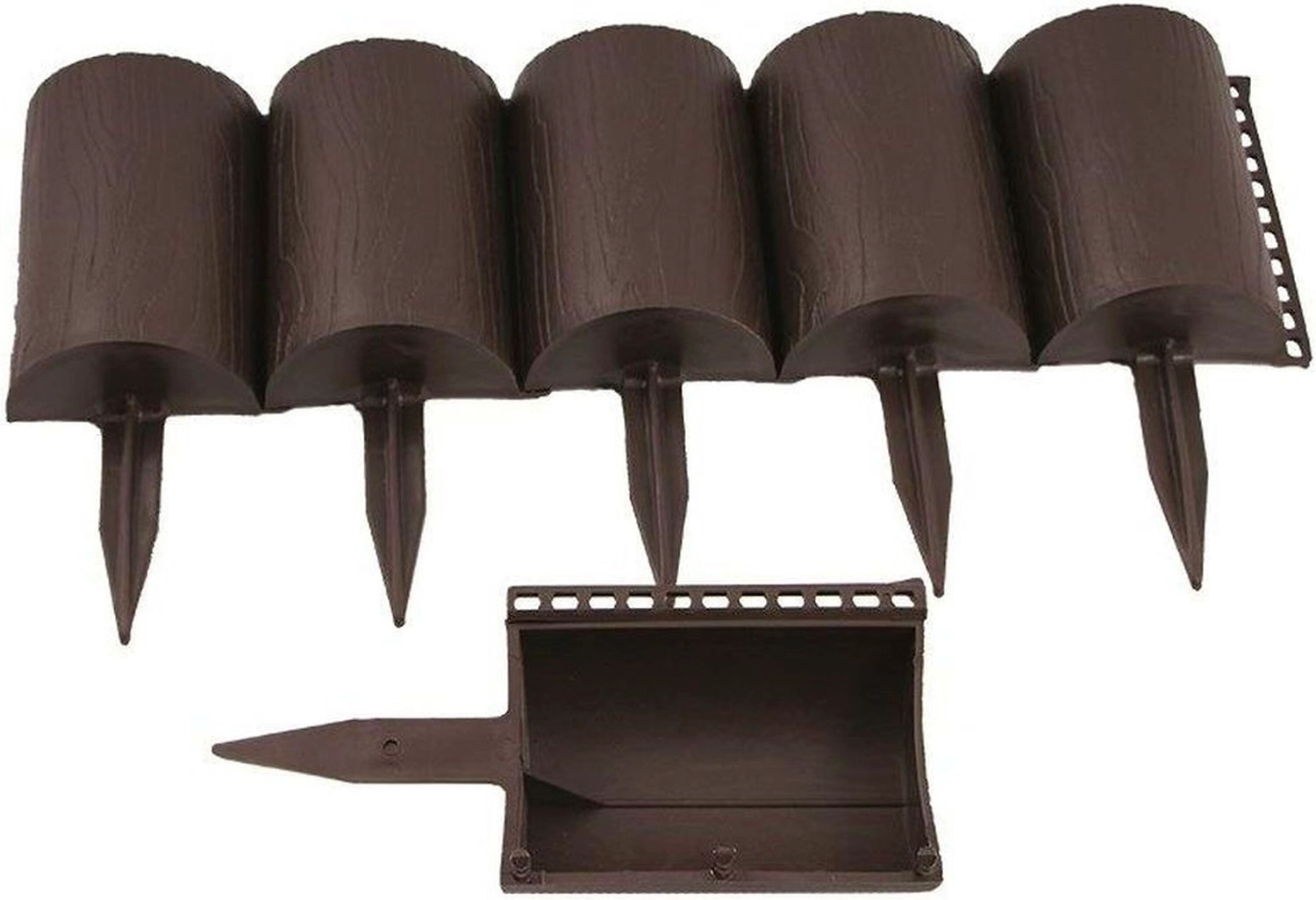 Бордюр для клумб ПРОТЭКТ Пеньки 160х15 см коричневый