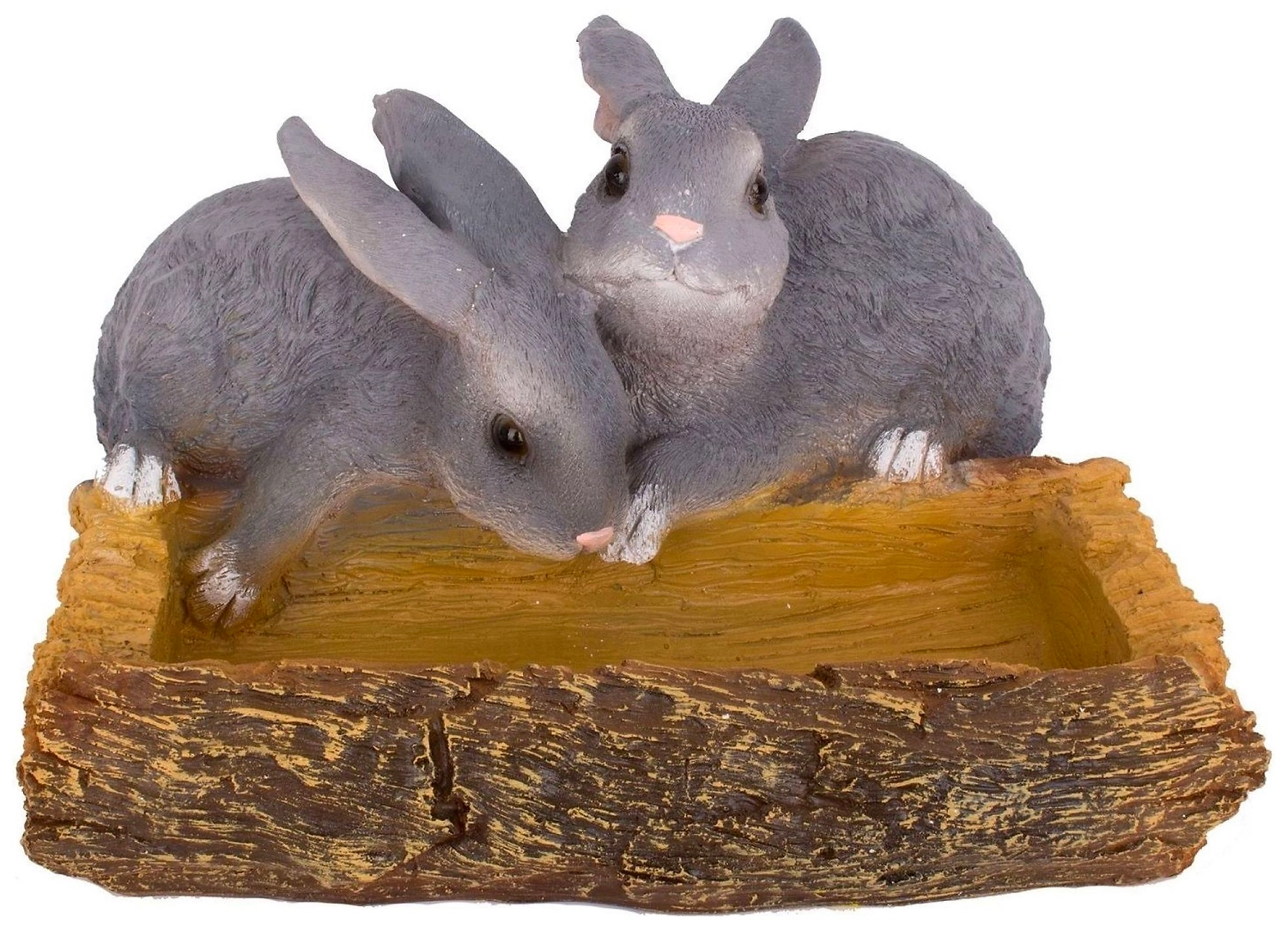 Садовая фигура Кормушка с зайцами 18 см