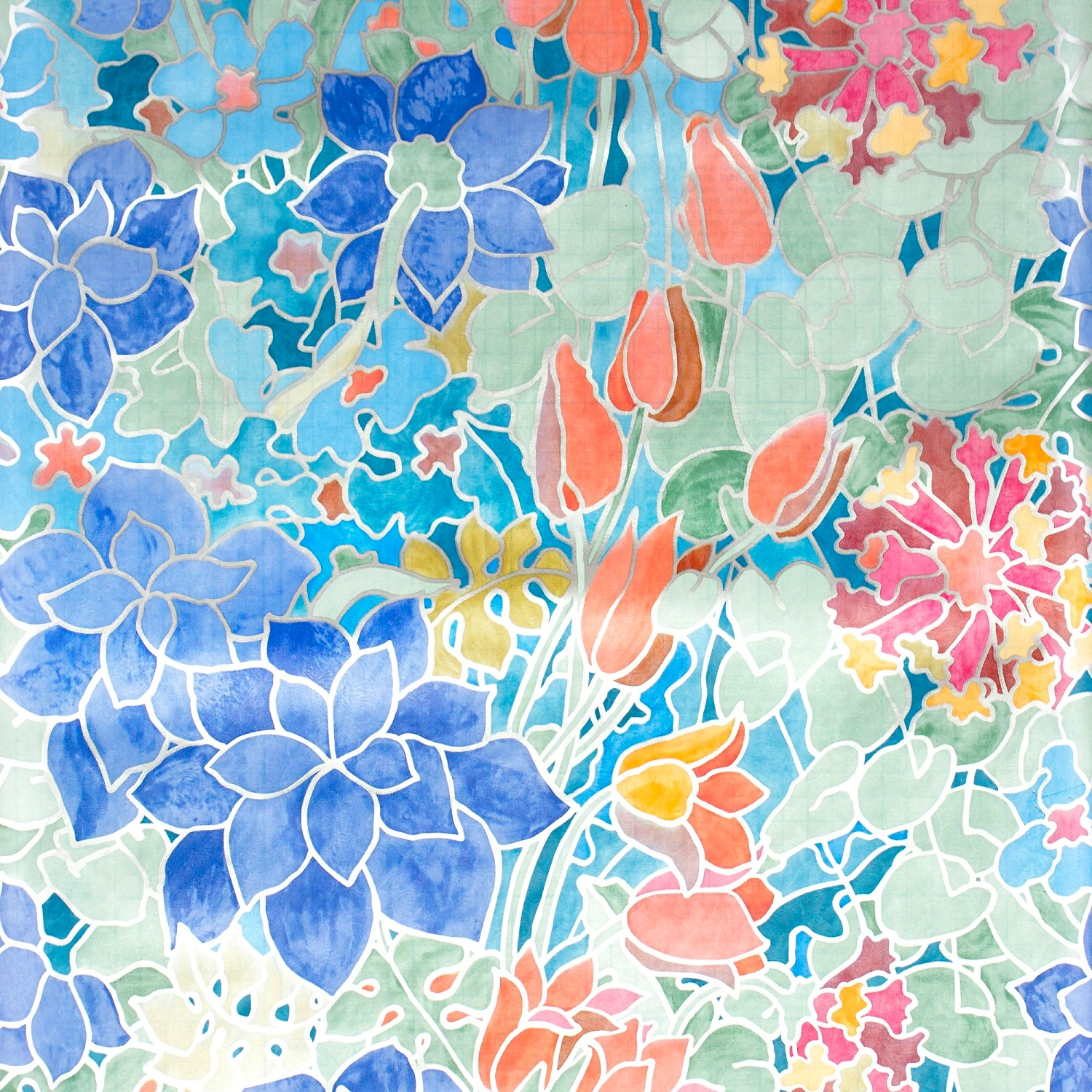 Самоклеющаяся пленка витражная Deluxe Н9077-0 цветы 0,45x2 м