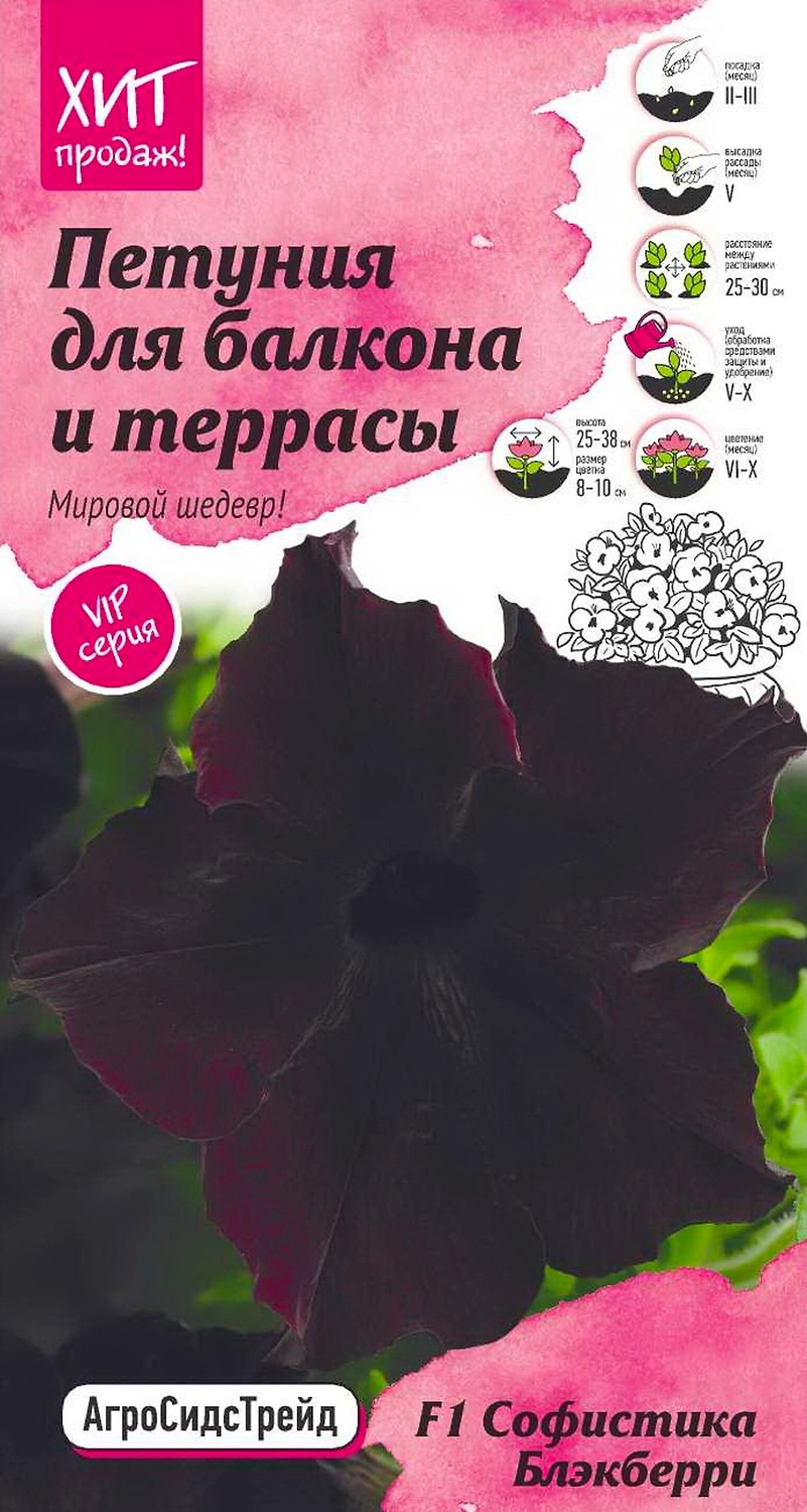 Семена Петунии Октябрина Ганичкина Софистика блэкберри 5 шт